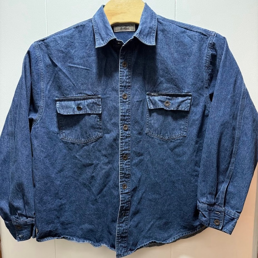 Levi Strauss Signature Mens Pro Grade Workwear Denim Shirt Dark Wash XL 46/48